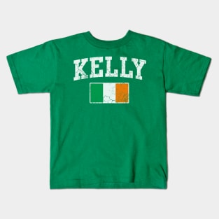 Kelly Irish Name Surname St Patrick's Day Ireland Flag Kids T-Shirt
